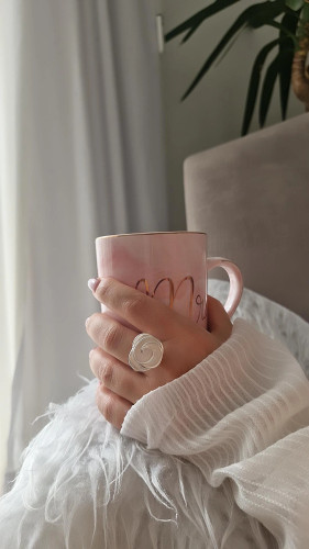 اتگشتر فشن گل نقره ای