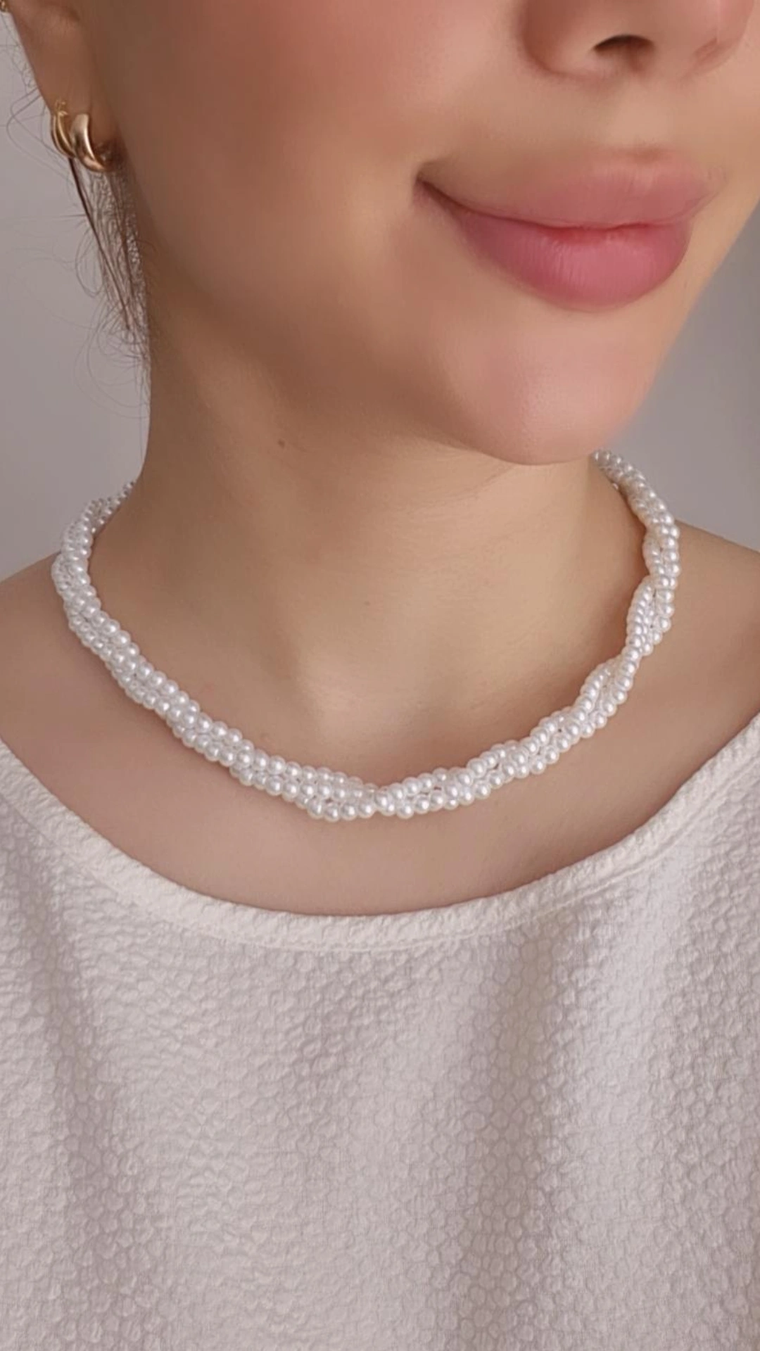 گردنبند پینترستی مروارید سه پیچ